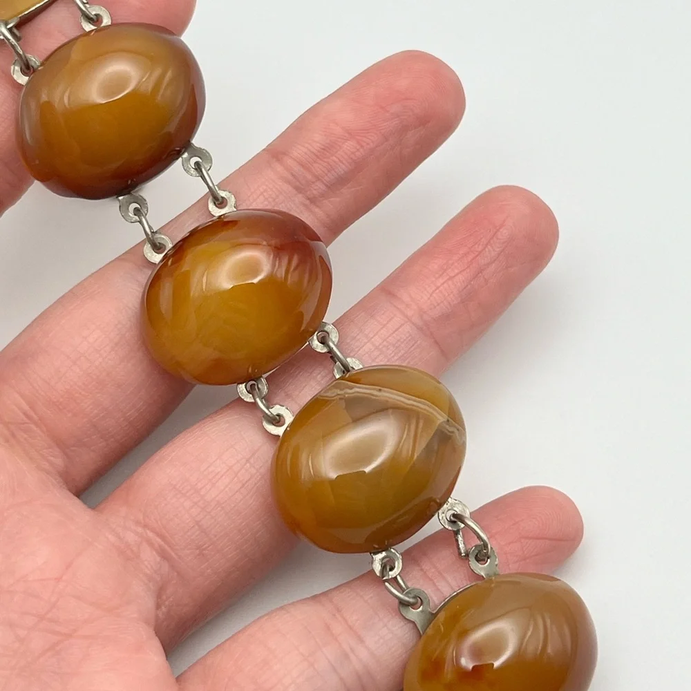 Vintage Large Chunky Carnelian Agate Link Bracelet - Picture 2 of 16
